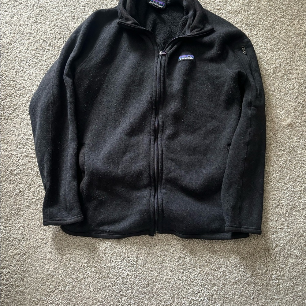 Patagonia Black Fleece Jacket with Multicolor Logo